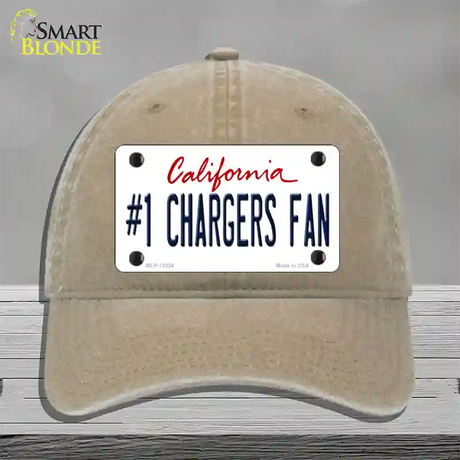 Number 1 Chargers Fan Novelty License Plate Hat Tag Unconstructed Cotton / Khaki