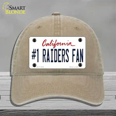 Number 1 Raiders Fan Novelty License Plate Hat Tag Unconstructed Cotton / Khaki