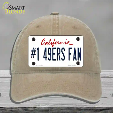 Number 1 49ers Fan Novelty License Plate Hat Tag Unconstructed Cotton / Khaki