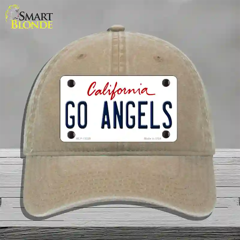 Go Angels Novelty License Plate Hat Tag Unconstructed Cotton / Khaki