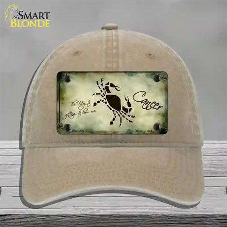 Cancer Zodiac Novelty License Plate Hat Unconstructed Cotton / Khaki