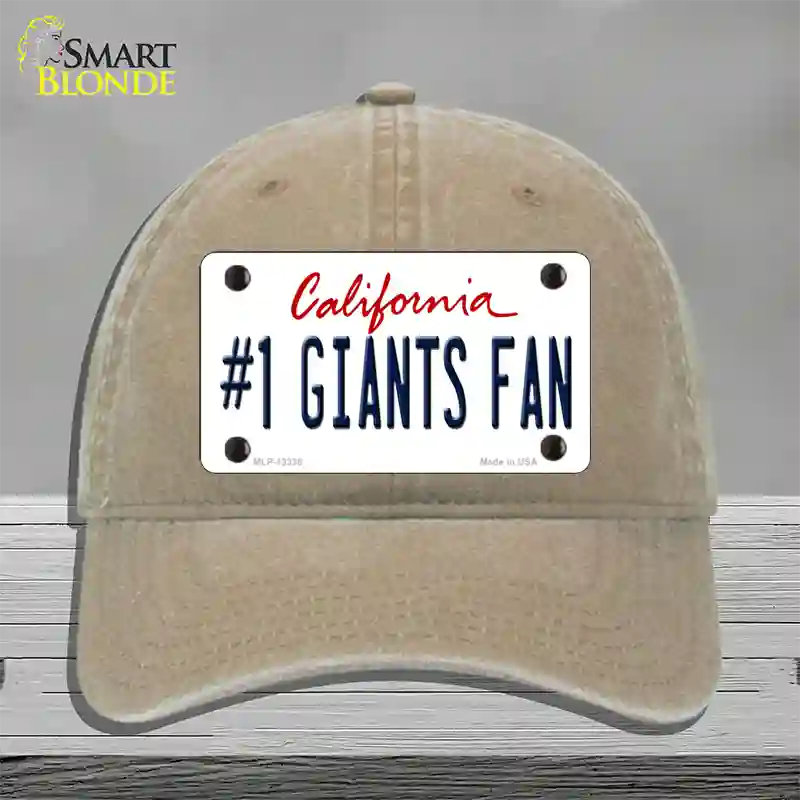 Number 1 Giants Fan Novelty License Plate Hat Tag Unconstructed Cotton / Khaki