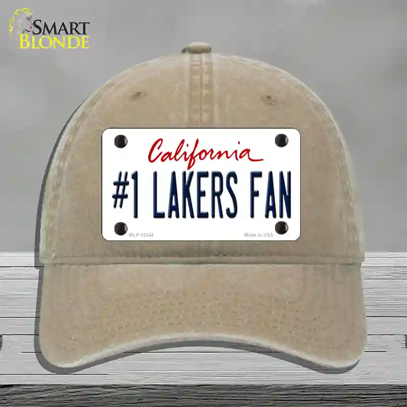 Number 1 Lakers Fan Novelty License Plate Hat Tag Unconstructed Cotton / Khaki