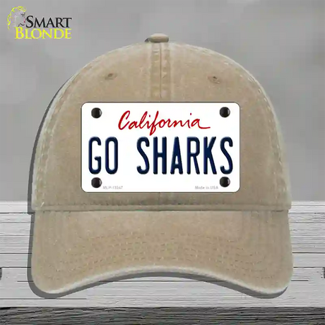 Go Sharks Novelty License Plate Hat Tag Unconstructed Cotton / Khaki