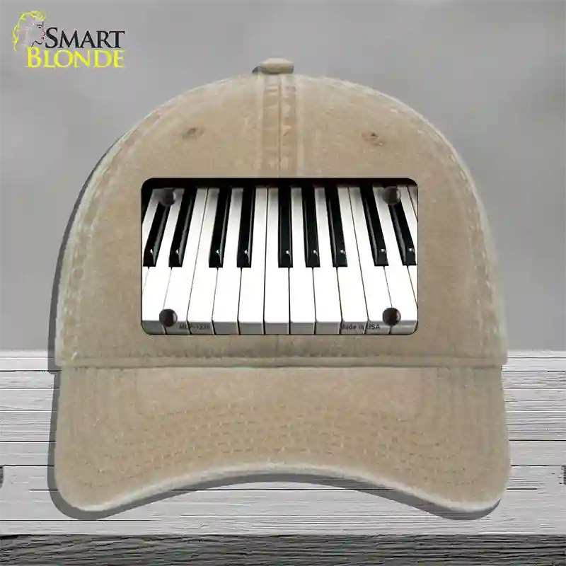 Piano Key board Novelty License Plate Hat Unconstructed Cotton / Khaki