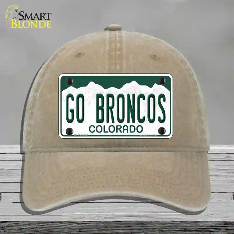 Go Broncos Novelty License Plate Hat Tag Unconstructed Cotton / Khaki