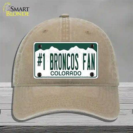 Number 1 Broncos Fan Novelty License Plate Hat Tag Unconstructed Cotton / Khaki