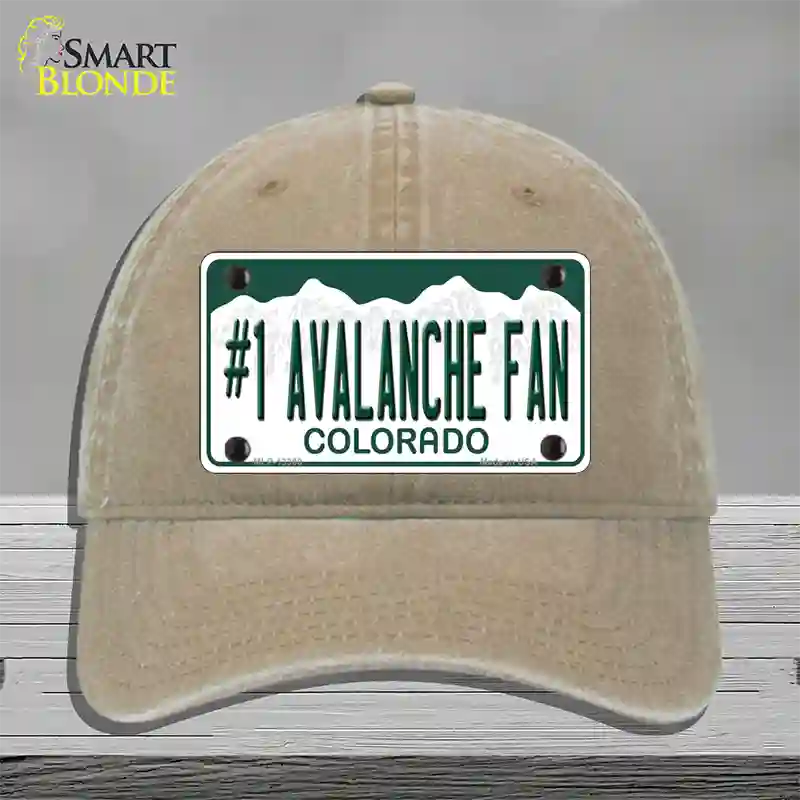 Number 1 Avalanche Fan Novelty License Plate Hat Tag Unconstructed Cotton / Khaki