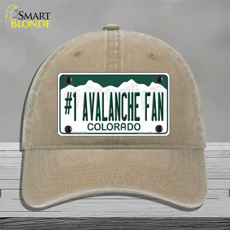 Number 1 Avalanche Fan Novelty License Plate Hat Tag Unconstructed Cotton / Khaki