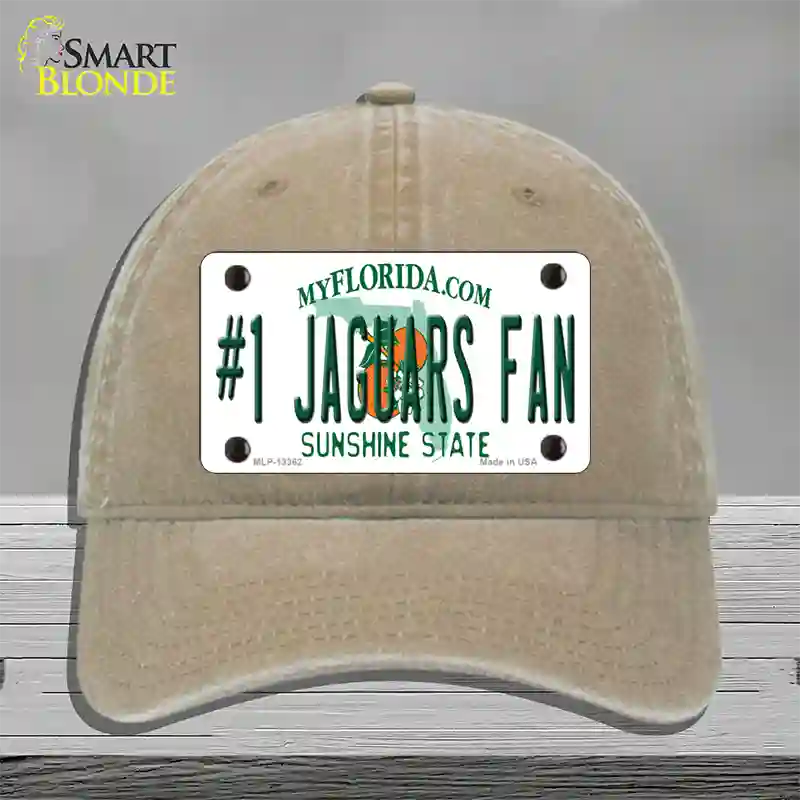 Number 1 Jaguars Fan Novelty License Plate Hat Tag Unconstructed Cotton / Khaki