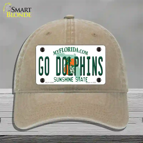 Go Dolphins Novelty License Plate Hat Tag Unconstructed Cotton / Khaki