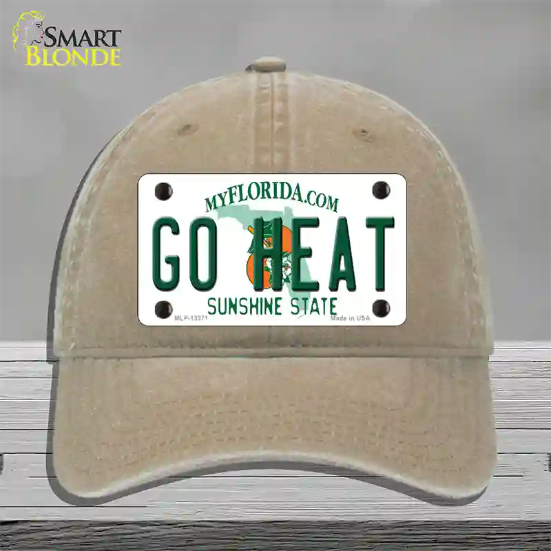 Go Heat Novelty License Plate Hat Tag Unconstructed Cotton / Khaki