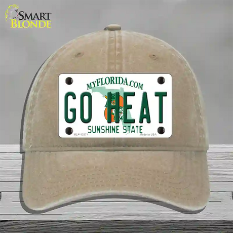 Go Heat Novelty License Plate Hat Tag Unconstructed Cotton / Khaki