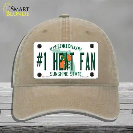 Number 1 Heat Fan Novelty License Plate Hat Tag Unconstructed Cotton / Khaki