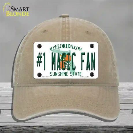 Number 1 Magic Fan Novelty License Plate Hat Tag Unconstructed Cotton / Khaki