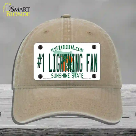 Number 1 Lightning Fan Novelty License Plate Hat Tag Unconstructed Cotton / Khaki