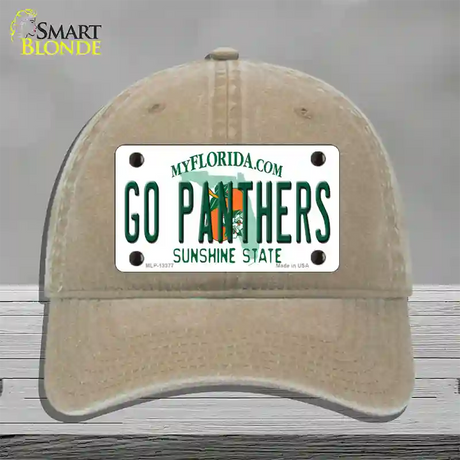 Go Panthers Novelty License Plate Hat Tag Unconstructed Cotton / Khaki