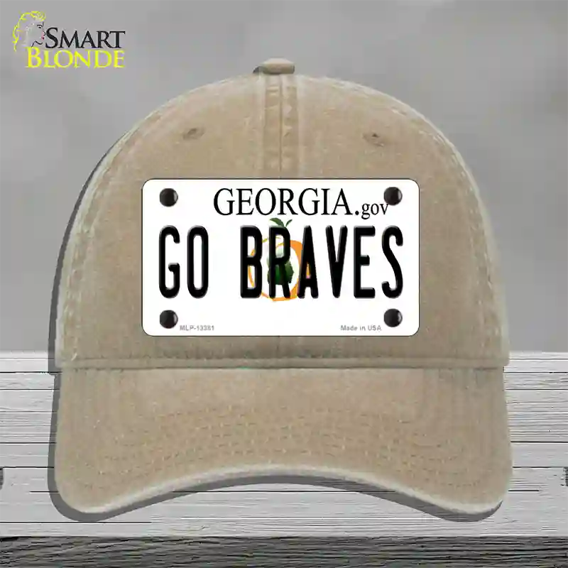 Go Braves Novelty License Plate Hat Tag Unconstructed Cotton / Khaki