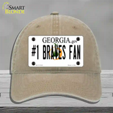 Number 1 Braves Fan Novelty License Plate Hat Tag Unconstructed Cotton / Khaki