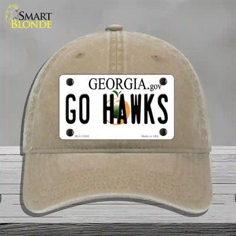 Go Hawks Novelty License Plate Hat Tag Unconstructed Cotton / Khaki