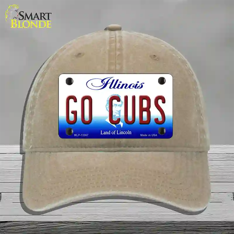 Go Cubs Novelty License Plate Hat Tag Unconstructed Cotton / Khaki