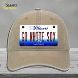 Go White Sox Novelty License Plate Hat Tag Unconstructed Cotton / Khaki