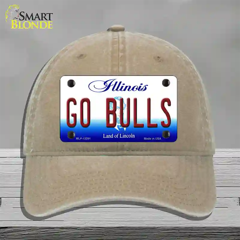 Go Bulls Novelty License Plate Hat Tag Unconstructed Cotton / Khaki