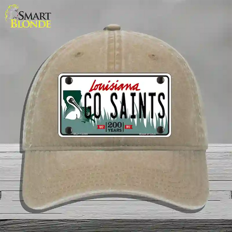 Go Saints Novelty License Plate Hat Tag Unconstructed Cotton / Khaki