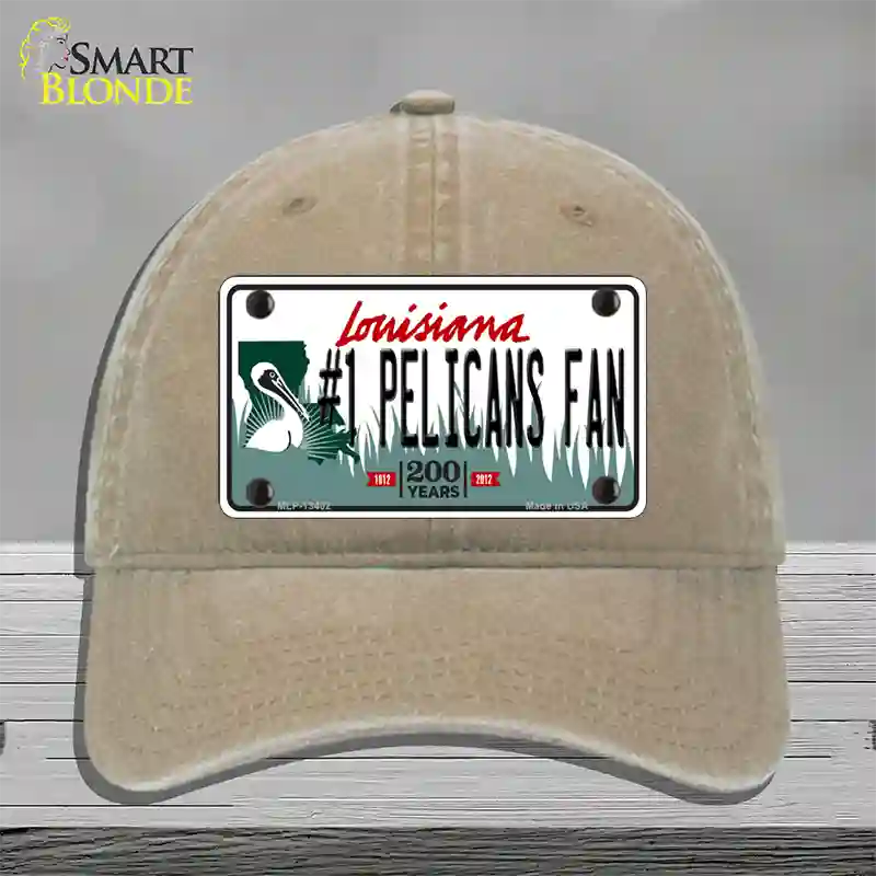 Number 1 Pelicans Fan Novelty License Plate Hat Tag Unconstructed Cotton / Khaki