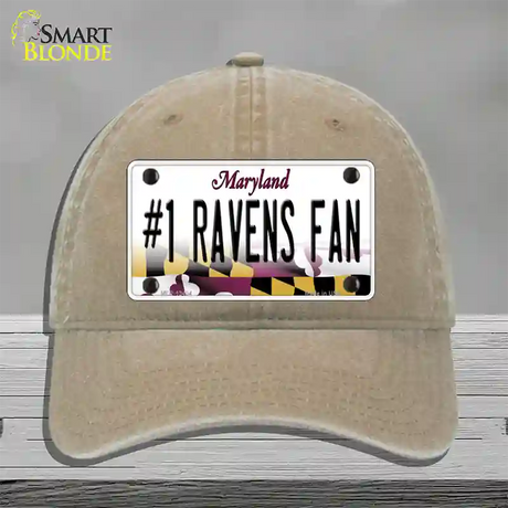 Number 1 Ravens Fan Novelty License Plate Hat Tag Unconstructed Cotton / Khaki