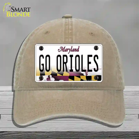 Go Orioles Novelty License Plate Hat Tag Unconstructed Cotton / Khaki