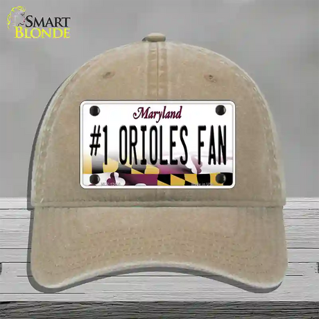 Number 1 Orioles Fan Novelty License Plate Hat Tag Unconstructed Cotton / Khaki