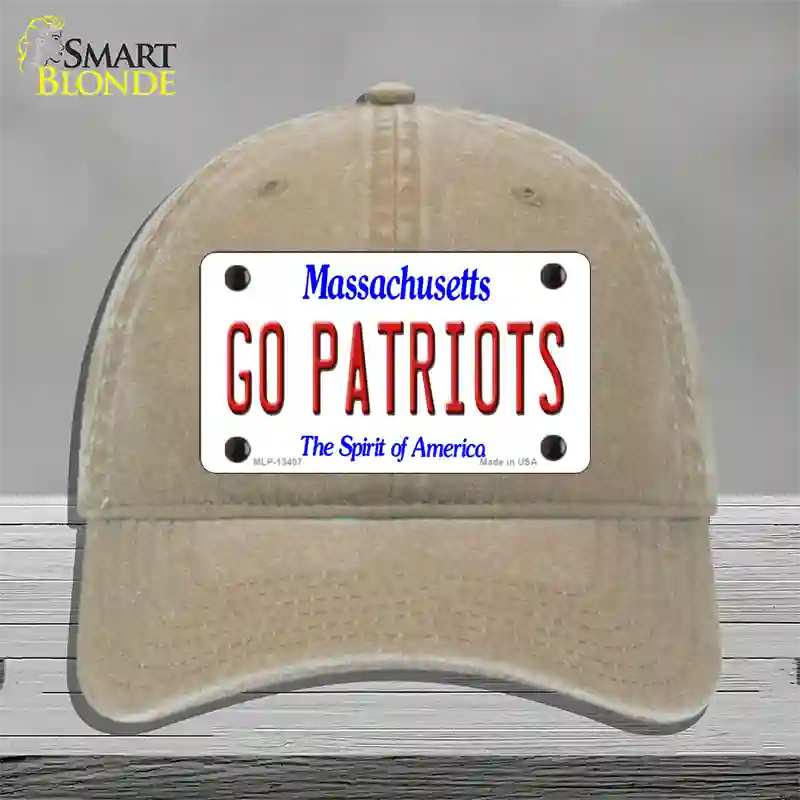 Go Patriots Novelty License Plate Hat Tag Unconstructed Cotton / Khaki