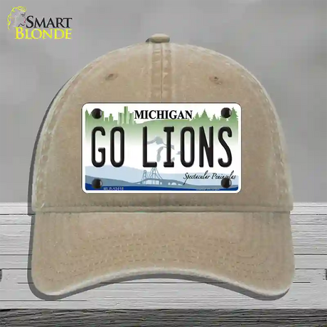 Go Lions Novelty License Plate Hat Tag Unconstructed Cotton / Khaki