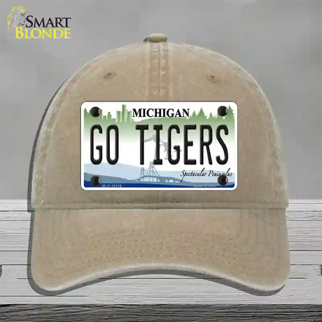 Go Tigers Novelty License Plate Hat Tag Unconstructed Cotton / Khaki