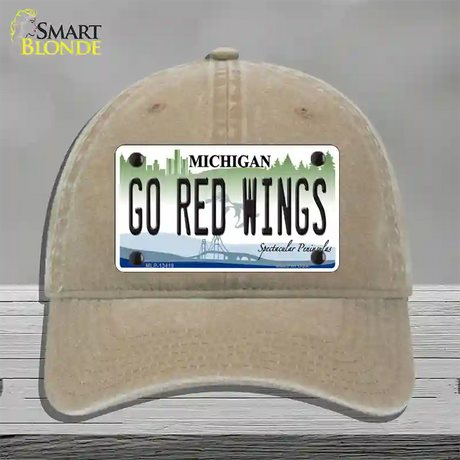 Go Red Wings Novelty License Plate Hat Tag Unconstructed Cotton / Khaki