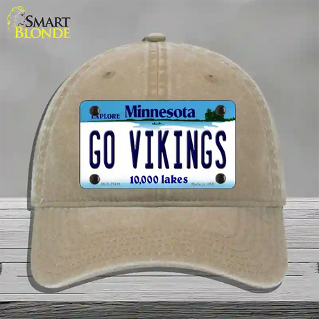 Go Vikings Novelty License Plate Hat Tag Unconstructed Cotton / Khaki