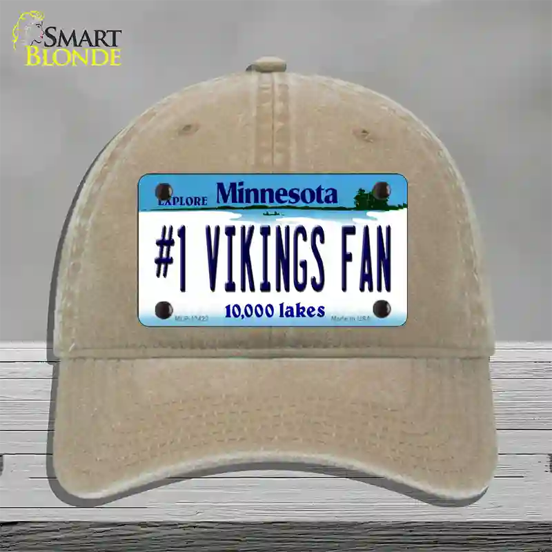 Number 1 Vikings Fan Novelty License Plate Hat Tag Unconstructed Cotton / Khaki