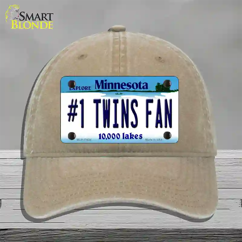 Number 1 Twins Fan Novelty License Plate Hat Tag Unconstructed Cotton / Khaki