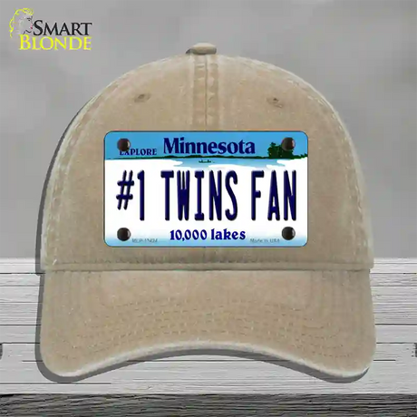 Number 1 Twins Fan Novelty License Plate Hat Tag Unconstructed Cotton / Khaki