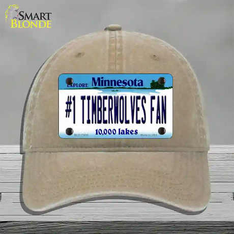 Number 1 Timberwolves Fan Novelty License Plate Hat Tag Unconstructed Cotton / Khaki