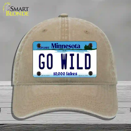 Go Wild Novelty License Plate Hat Tag Unconstructed Cotton / Khaki