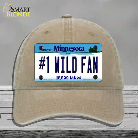 Number 1 Wild Fan Novelty License Plate Hat Tag Unconstructed Cotton / Khaki