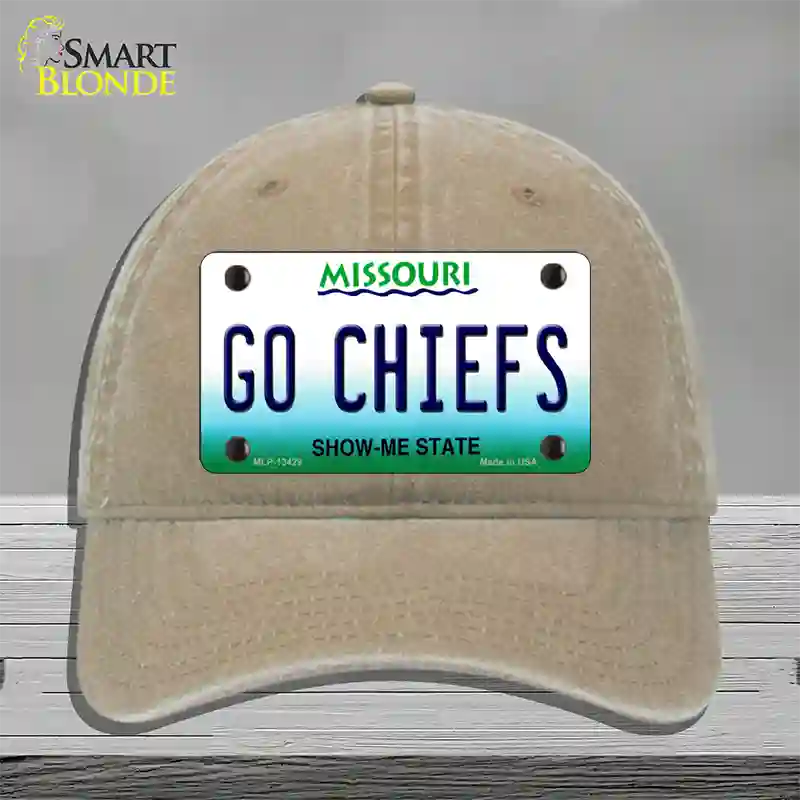 Go Chiefs Novelty License Plate Hat Tag Unconstructed Cotton / Khaki