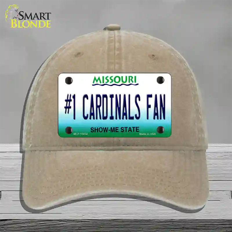 Number 1 Cardinals Fan Missouri Novelty License Plate Hat Tag Unconstructed Cotton / Khaki