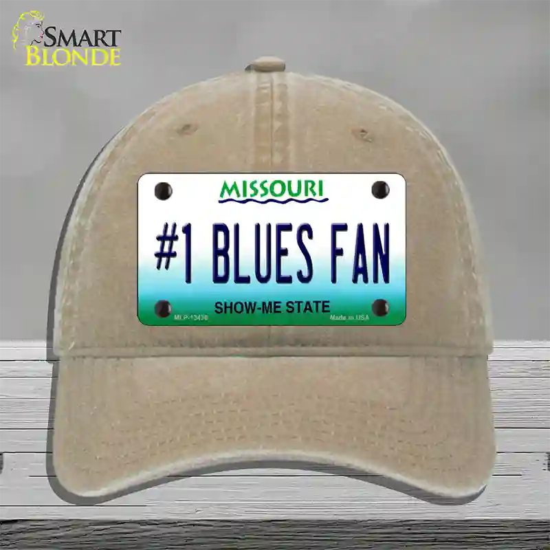 Number 1 Blues Fan Novelty License Plate Hat Tag Unconstructed Cotton / Khaki