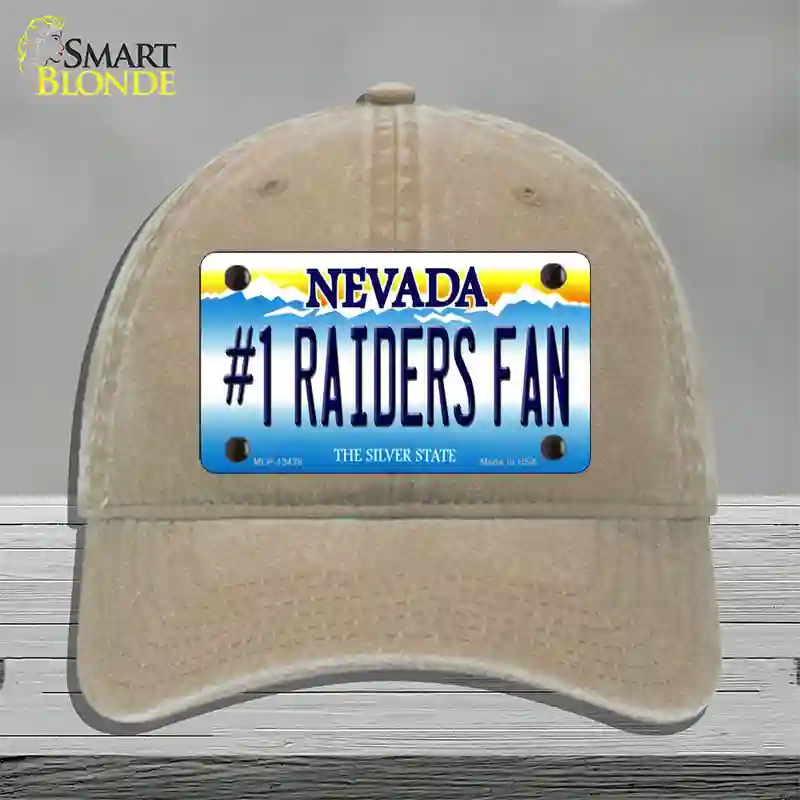 Number 1 Raiders Fan Nevada Novelty License Plate Hat Tag Unconstructed Cotton / Khaki