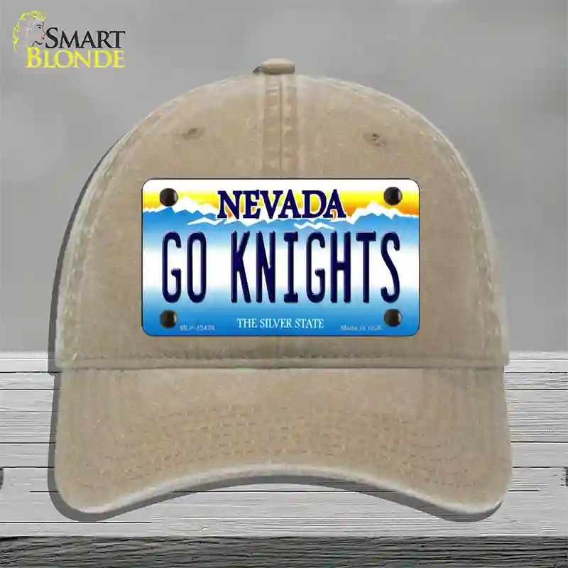 Go Golden Knights Novelty License Plate Hat Tag Unconstructed Cotton / Khaki