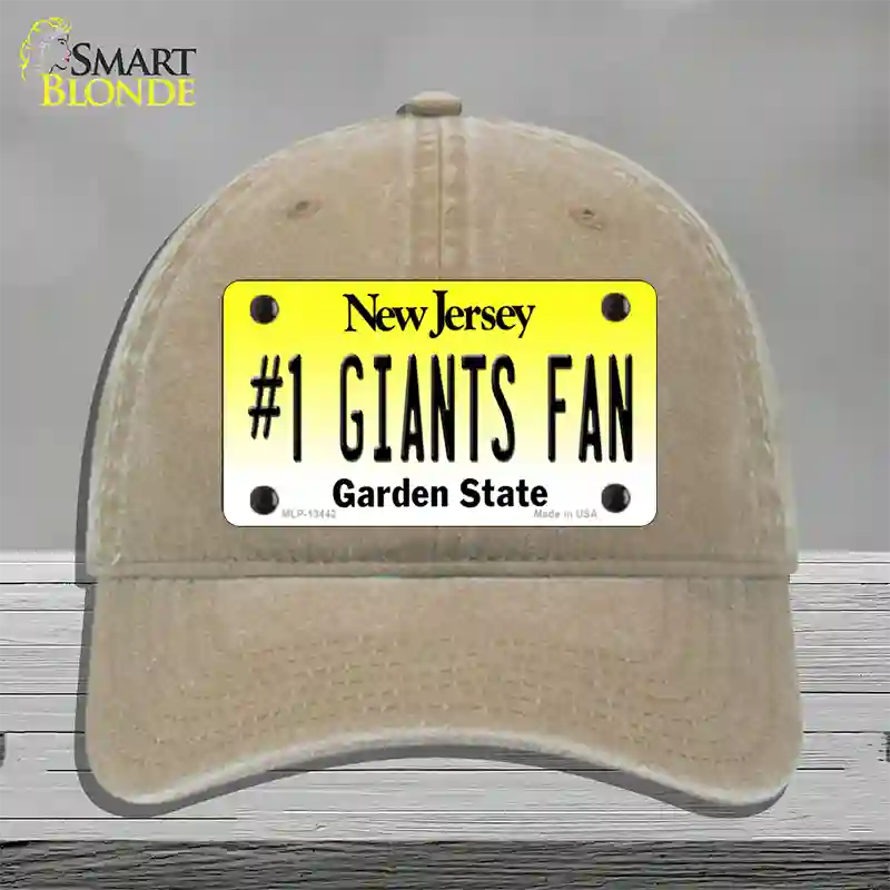 New Jersey Number 1 Giants Fan Novelty License Plate Hat Tag Unconstructed Cotton / Khaki