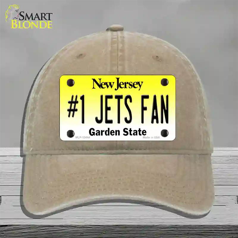 Number 1 Jets Fan Novelty License Plate Hat Tag Unconstructed Cotton / Khaki